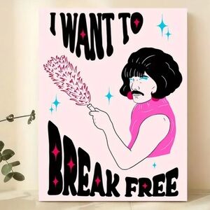 Queen Break Free Funny Feminist Canvas Print Wall Art